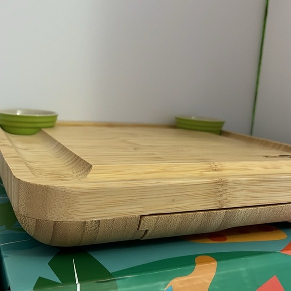 Kunaboo Natural Bamboo Cheese Board Charcuterie Platter Set Bowls & Knives - Picture 14 of 15